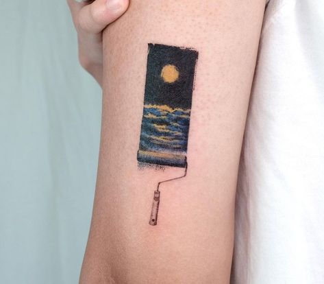 The Sea Tattoo, Vertical Tattoo, Cover Up Tattoos For Men, Wrist Tattoo Cover Up, Framed Tattoo, Torso Tattoos, Minimal Tattoo Design, Sea Tattoo, Planet Tattoos