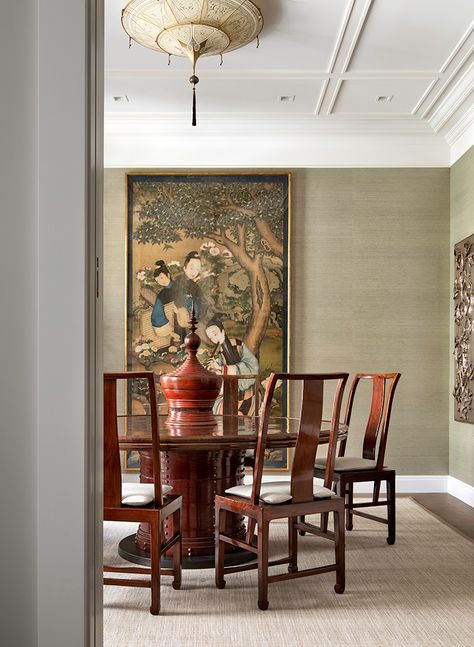 Chinese Style Interior, Large Round Dining Table, Upper East Side Apartment, Asian Interior Design, Chinese Interior, Asian Interior, Asian Homes, Asian Design, Upper East Side