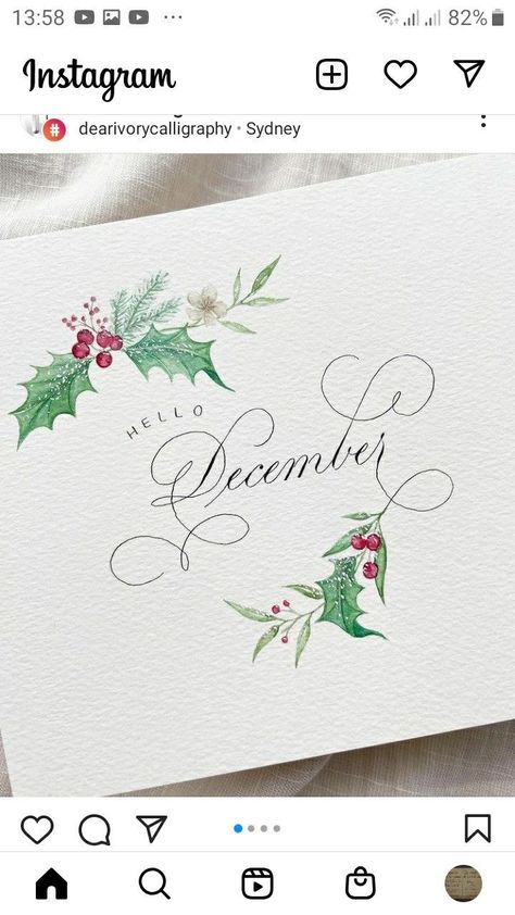 December Calligraphy Hand Lettering, December Hand Lettering, December Calligraphy, Modern Calligraphy Alphabet, Calligraphy Christmas Cards, Calligraphy Letters Alphabet, Flourish Calligraphy, Merry Christmas Calligraphy, Christmas Calligraphy