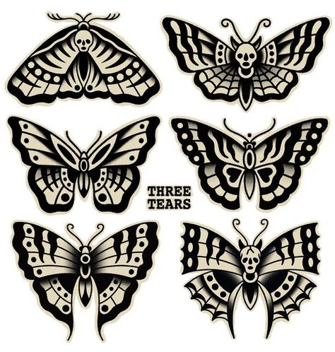 American Traditional Moth Tattoo Black, American Traditional Insects, American Trad Moth Tattoo, American Traditional Butterfly Black, American Traditional Monarch, Traditional Style Moth Tattoo, American Trad Butterfly, American Traditional Tattoo Drawing, Butterfly American Traditional Tattoo