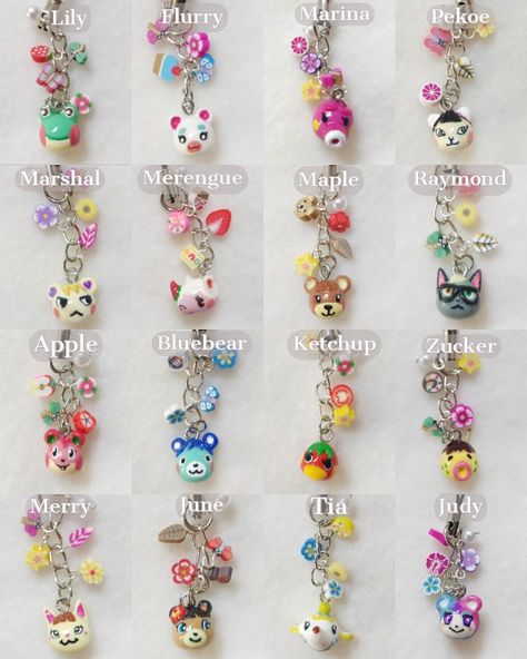 Animal Crossing Bracelet, Animal Crossing Jewelry, Clay Characters, Manik Manik, Delicious Snacks, Ceramic Necklace, Clay Charms, Jewelry Inspo, Phone Charm