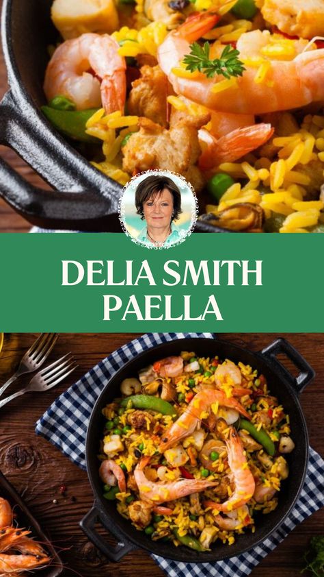 Delia Smith Paella Delia Smith Recipes, Chicken And Chorizo, Chicken Paella, Spanish Chorizo, Tiger Prawns, Foodie Lover, Delia Smith, Paella Recipe, Prawn Recipes