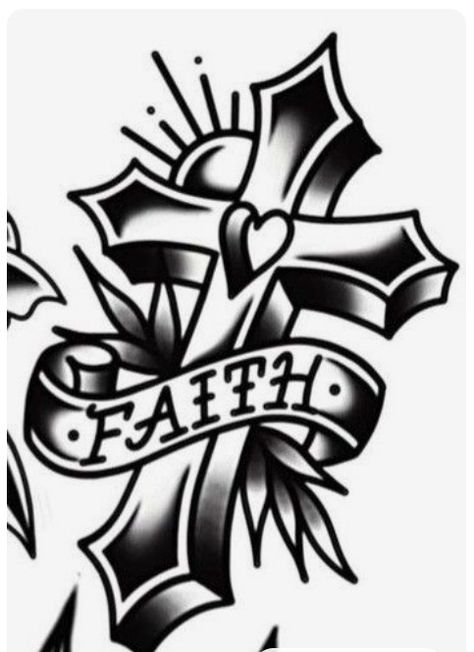 Traditional Style Tattoo Stencil, Cross Tattoo Traditional, Oldschool Tattoo Black, Traditional Tattoo Cross, Old School Flash Tattoo, Tattoo Old School Black, Old Style Tattoos, Traditional Blackwork, Traditional Tattoo Stencils