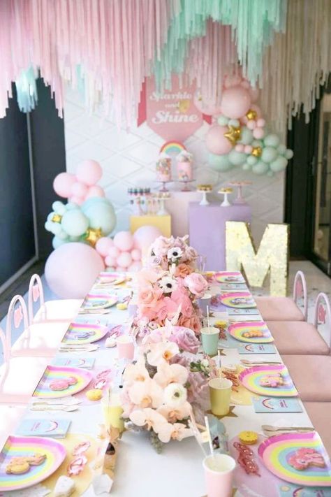 Don't miss this beautiful My Little Pony birthday party! The table settings are stunning! See more party ideas and share yours at CatchMyParty.com Pony Birthday Party Ideas, Friendship Is, Magic Birthday Party, Something White, Magic Birthday, My Little Pony Birthday Party, Pony Birthday Party, Little Pony Birthday Party, Unicorn Themed Birthday Party