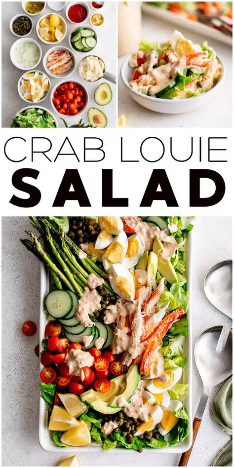 Seafood Louie Salad Recipe, Crab Louie Salad Dressing, Crab Meat Salad Recipe, Crab Louie Salad, Main Course Salad, Homemade Thousand Island, Crab Meat Salad, Crab Louie, Homemade Thousand Island Dressing