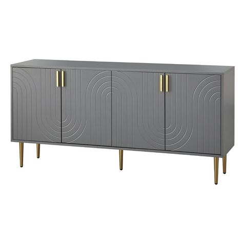 Mercer41 Caelean 60'' Wide Sideboard | Wayfair Sideboard Grey, Wide Sideboard, Console Cabinet, Cabinet Ideas, Online Furniture Shopping, Sideboard Cabinet, Sideboard Buffet, Panel Doors, Kitchen Furniture