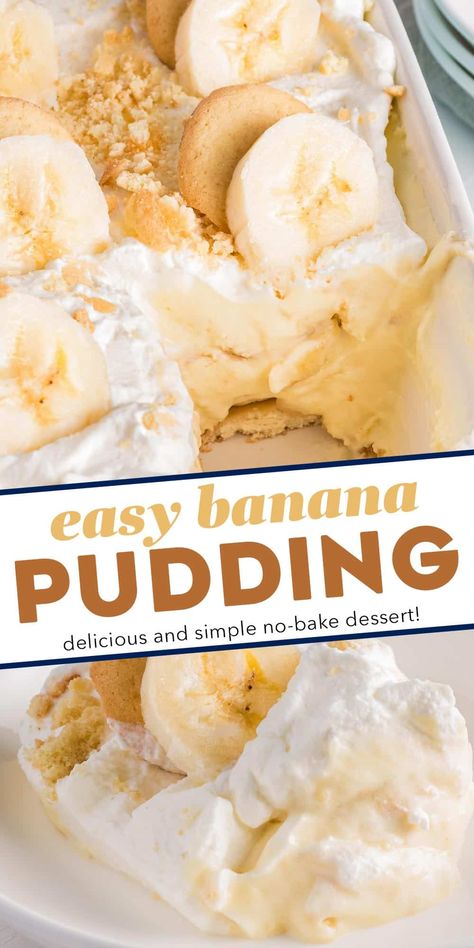 This banana pudding recipe is rich, creamy, and tastes like the one Grandma used to make! This recipe is semi-homemade, comes together quickly, and is always a crowd-pleaser! Banana Pudding Delight Recipe, Banana Fluff, Banana Pudding From Scratch, Easy Banana Pudding Recipe, Homemade Banana Pudding Recipe, Magnolia Bakery Banana Pudding, Banana Pudding Desserts, Easy Banana Pudding, No Bake Banana Pudding