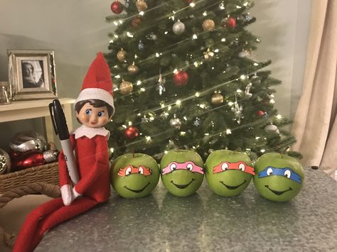 Elf Ninja Turtle, Ninja Turtle Elf On The Shelf, Elf On The Shelf Ninja Turtle, Elf 2023, Elf 2024, Elf Ideas Easy, Elf Ideas, Ninja Turtle, Shelf Ideas