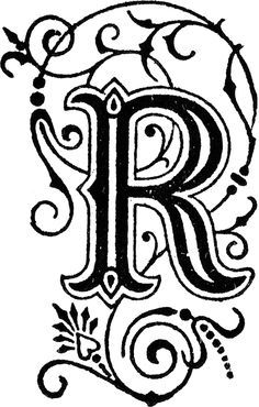 Letter Vintage, R Letter, Letter R, Vintage Illustration