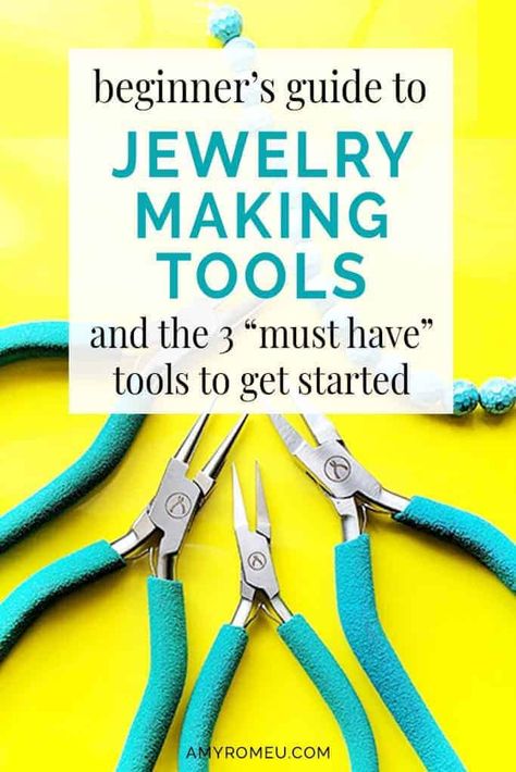 The Beginner's Guide To Jewelry Making Tools and the 3 Must Have Tools You Need To Get Started Making Jewelry. | amyromeu.com #jewelrymaking #jewelrymakingtools #jewelrymakingsupplies #jewelrymakingtutorials Making Jewelry For Beginners, Hair Rainbow, Diy Jewelry To Sell, Jewelry Making Business, Diy Jewelry Unique, E Tattoo, Easy Diy Jewelry, Diy Wire Jewelry, Must Have Tools