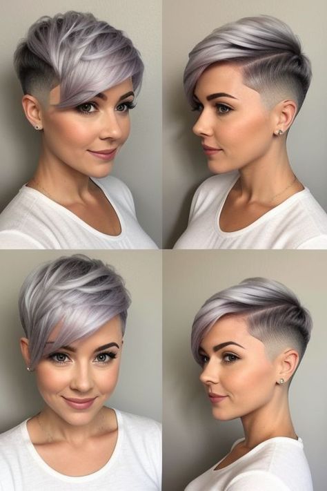 Pixie Hairstyles 2025, Short Pixie Haircuts For Women, Pixie Short Hair, Pixie Cut Shaved Sides, Feminine Short Hair, Shaved Pixie Cut, Short Pixie Hairstyles, Short Hairstyles For Black Women, Shaved Pixie