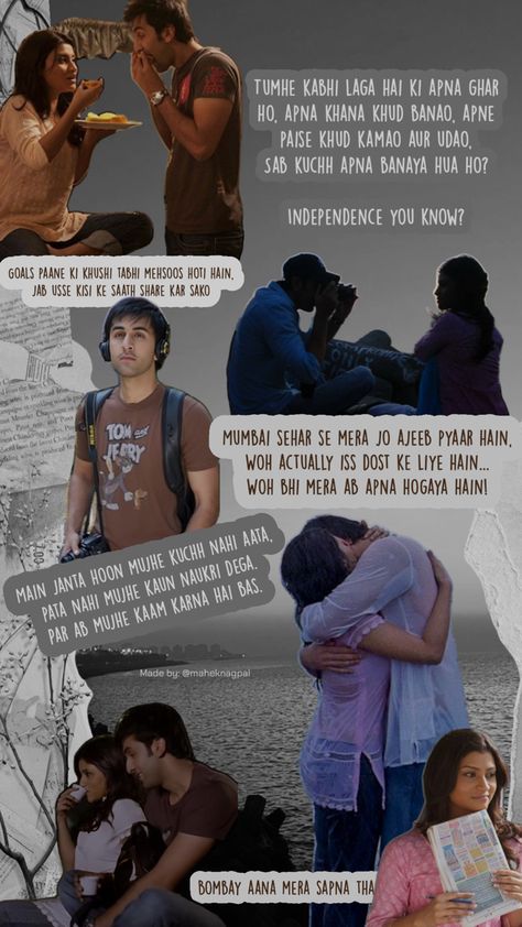 Wake up sid aesthetic quote edit Wake Up Sid Aesthetic, Best Movie Dialogues, Yjhd Quotes, Wake Up Sid, Romantic Dialogues, Best Friend Quotes Meaningful, Movie Dialogues, Bollywood Quotes, Iconic Movie Posters