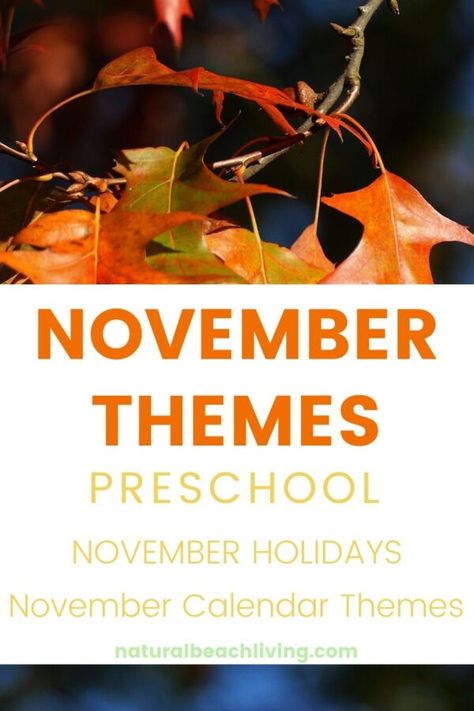 November Themes, Holidays and Activities for Kids and Adults, Find lots of Fun November Themes, Holidays and Activities here. November Preschool Themes, This list is full of Monthly themes and Calendar ideas plus November Holidays and Fall Preschool Activities like ways to enjoy autumn and Fall Themes that focus on nature, Thanksgiving, kindness, being thankful and so much more. November Themes For Preschool, Pe Games For Kindergarten, November Preschool Themes, Themes For Preschool, Themes Preschool, Preschool November, November Themes, November Lesson Plans, November Preschool