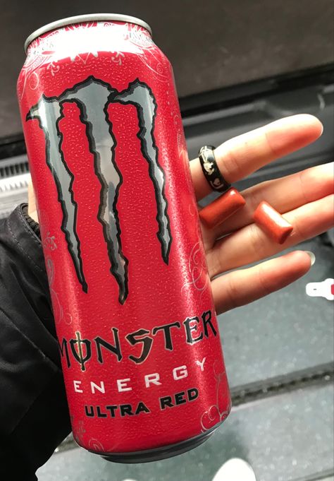 Red Monster Energy Aesthetic, Chaotic Aesthetic, Red Monster, Teenage Life, Monster Energy Drink, Energy Drink, Monster Can, Monster Energy, Aesthetic Collage