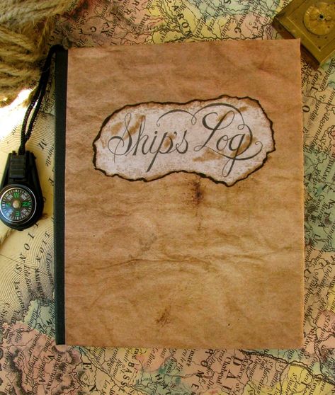 Anitqued Ship's Log Journal Nautical Ocean Pirate | Etsy Sea And Boat, Log Journal, Pirate Wedding, Themed Journal, Time Travelers, Washed Ashore, Pirate Theme Party, Pirate King, Sea Captain