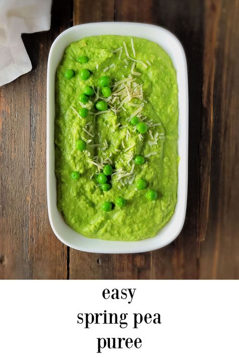 Spring Pea Puree - a great way to easily upgrade a boring old standard veggie into something fresh, delicious, and satisfying. #PeaPuree #SideDish #Peas Pea Puree Recipe, Wine Tasting Food, Pureed Food, Pea Puree, Thanksgiving 2022, Spring Peas, Food Events, Bangers And Mash, Onion Gravy