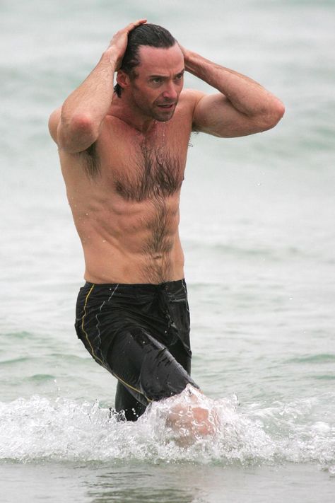 Hugh Jackman Goes for a Swim at Bondi Beach — PHOTOS - Socialite Life Hugh Jackman Shirtless, Dream Dates, Celebrity Men, Wolverine Hugh Jackman, Logan Wolverine, Rugby Players, Bondi Beach, Book Boyfriends, Tony Awards