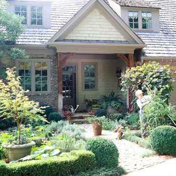 Dormer Style Ideas: Shed Dormer Windows Sidewalk Landscaping, Yard Maintenance, Shed Dormer, Dormer Windows, Garden Shrubs, Up House, Front Yard Garden, Magical Garden, Shade Garden