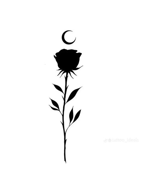 Silhouette Rose Tattoo, Black Roses Drawing, All Black Rose Tattoo, Small Goth Tattoo Ideas, Small Dark Tattoos, Goth Tattoo Designs, Dark Rose Tattoo, Tattoo Aesthetics, Rose Silhouette