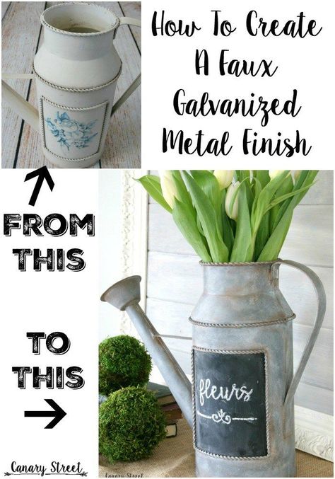 Painting Galvanized Metal, Farmhouse Diy Projects, Stair Makeover, Painting Metal, Galvanized Sheet, Metal Watering Can, Furniture Flips, Decorating Diy, Big Ten