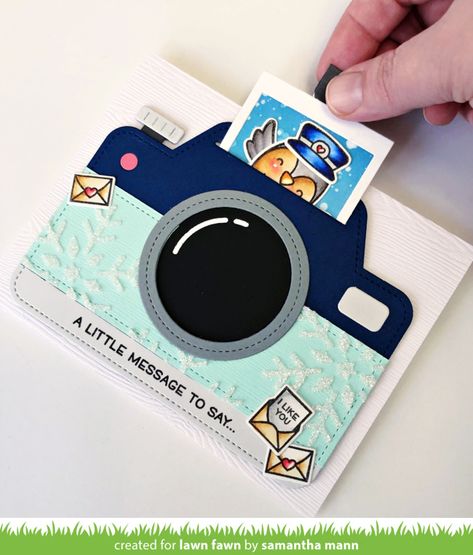 Paper Camera, Camera Crafts, Interactive Card, Lawn Fawn Blog, 3d Camera, Cardboard Box Crafts, Diy Camera, Simple Birthday Cards, Interactive Cards