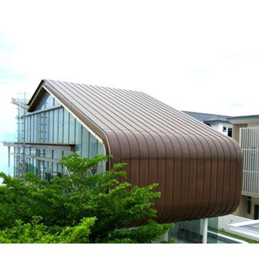 Sheet Metal International Systems Pte Ltd is a well-known company wo specializes in a roofing and wall cladding technique known as Copper Bronze Roof and Wall Cladding in Double Standing Seam System with curved transitions to Wall and Soff. Bronze Roof, Sheet Metal Roofing, Roof Cladding, Zinc Roof, Standing Seam Roof, Facade Panel, Standing Seam Metal Roof, Facade Cladding, Metal Cladding