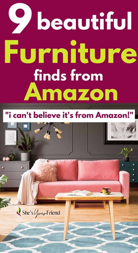 a beautiful living room with text overlay that reads nine beautiful furniture finds from amazon i can't believe its from amazon Amazon Furniture Finds, Amazon Furniture, Trendy Home Decor, Affordable Home Decor, Affordable Furniture, Trendy Home, Beautiful Furniture, Declutter, Cleaning Hacks