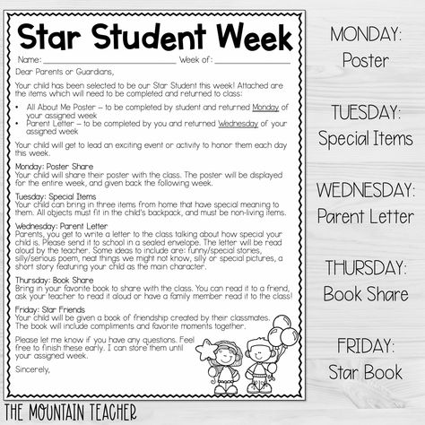 Star Student Kindergarten, Preschool Student Of The Week, Preschool Star Student Of The Week Ideas, Student Of The Month Display, Star Student Of The Week Ideas, Student Of The Month Ideas, Star Student Ideas, Star Of The Week Ideas, Star Student Bulletin Board Ideas