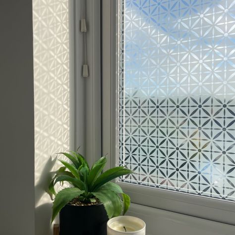 Window Frosting Design, Glass Film Design Home, Frosted Glass Design Pattern Living Rooms, Window Film Ideas, Frosted Window Design, Window Film Pattern, Privacy Glass Window, Small Cloakroom, Glass Film Design