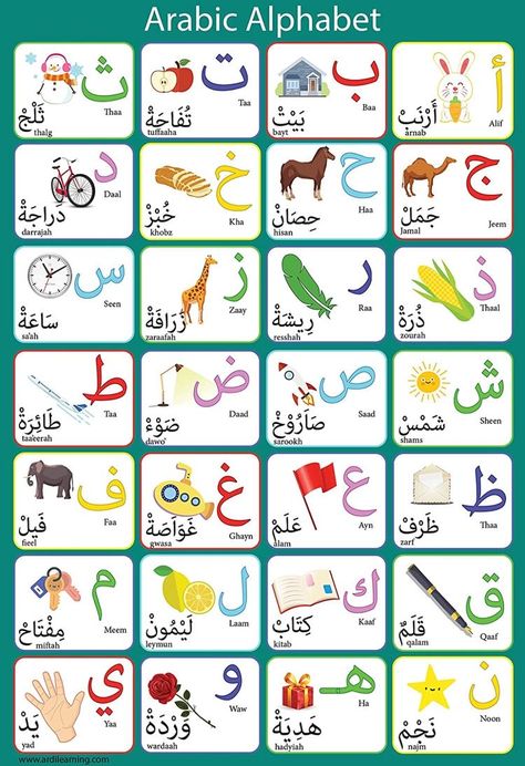 Arabic Alphabet Chart, Islamic Books For Kids, Arabic Alphabet Letters, Learn Arabic Online, Arabic Letters, Arabic Worksheets, Teach Arabic, Learn Arabic Alphabet, Arabic Alphabet For Kids