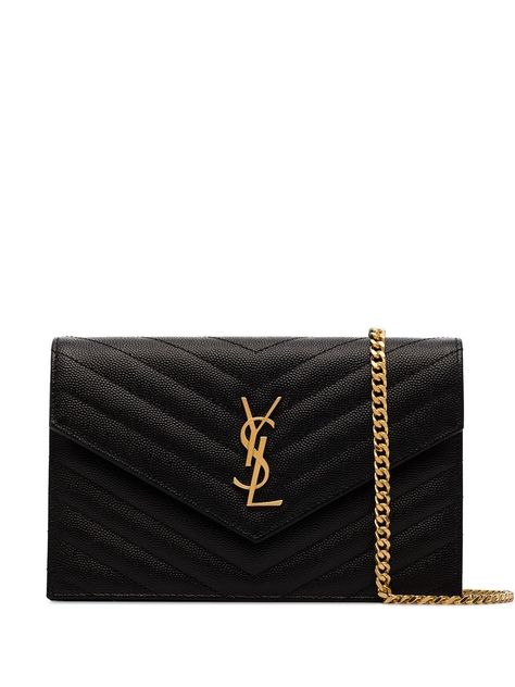 Saint Laurent YSL Quilted Shoulder Bag - Farfetch Ysl Quilted Crossbody Bag, Ysl Black Bag, Ysl Envelope Bag, Luxury Wishlist, Vision Book, Womens Outfits, Aesthetic Bags, Black Envelopes, Quilted Shoulder Bag