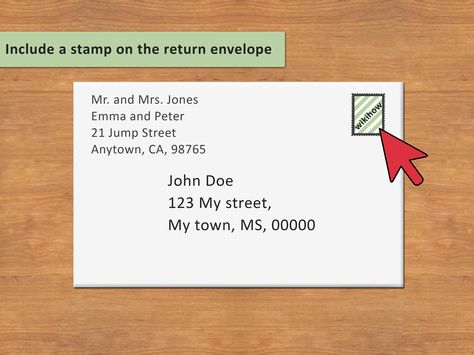 Addressing an envelope to a single person is a cinch &mdash; all you need is her or her name and title and you're ready to go. Addressing an envelope to a whole family, however, is a different matter. There are several different ways to... Wedding Invitation Envelopes Address, Return Address Stamp Wedding, Wedding Invitation Text, Wedding Invitations With Pictures, Addressing Wedding Invitations, Wedding Address Labels, Invitation Examples, Custom Return Address Stamp, Wedding Invitation Trends