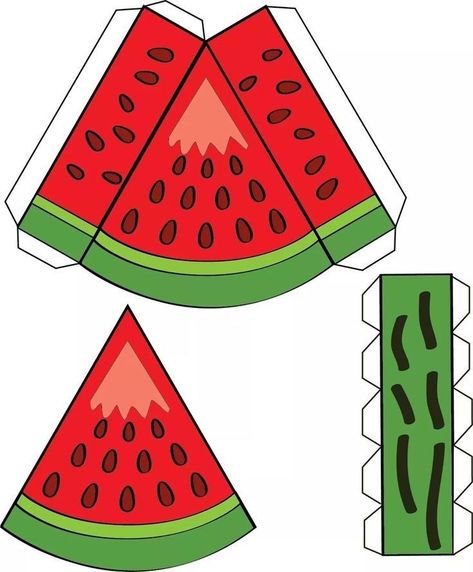 Watermelon Paper Craft, Sushi Paper Craft, Printable Paper Toys Templates, Vegetable Crafts, Watermelon Crafts, Paper Squishy, Paper Fruit, Kraf Kertas, Paper Box Template