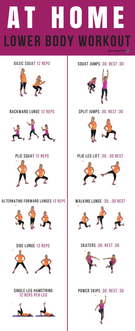 Work your butt and thighs in the comfort of your own home with this at-home lower body workout! Lower Body Workouts, Squat Jump, Body Workout At Home, Thigh Exercises, At Home Workout Plan, An Exercise, Fitness Logo, Motivation Fitness, Lower Body Workout