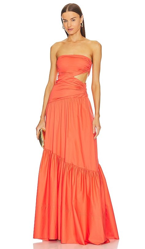 A.L.C. Lark Dress in Spiced Coral | REVOLVE Prom Dress Inspo, Unique Prom Dresses, Guest Attire, Prom Dress Inspiration, Cute Prom Dresses, Red Dress Maxi, Pretty Prom Dresses, Coral Dress, Grad Dresses