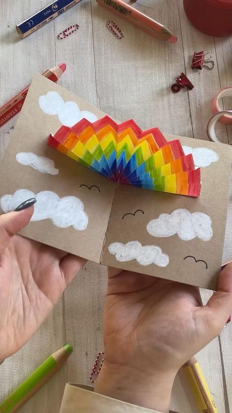 Card For Love, Card For Boyfriend, Rainbow Card, Easy Arts And Crafts, Pinterest Diy, Diy Presents, Birthday Cards Diy, Card Inspiration, Card Card