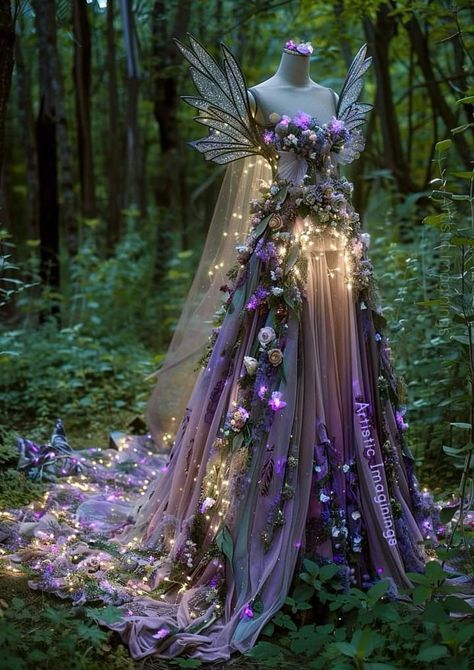 Enchanted Princess Dress, Summer Fairy Aesthetic, Fairy Gown Goddesses, Magical Dresses Fairytale, Short Fairy Dress, Mythical Dresses, Fairy Ballgown, Fantasy Fairy Dress, Fairy Garden Dress