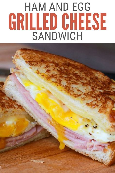 This ham and egg grilled cheese sandwich recipe is a perfect easy breakfast or snack. You can even make it in under 5 minutes! #thecraftyblogstalker #grilledcheese #sandwiches #sandwich Egg Grilled Cheese Sandwich, Ham And Egg Sandwich, Grilled Cheese Sandwich Recipe, Cheese Sandwich Recipe, Grilled Ham And Cheese, Egg Grill, Ham Breakfast, Egg And Cheese Sandwich, Easy Ham