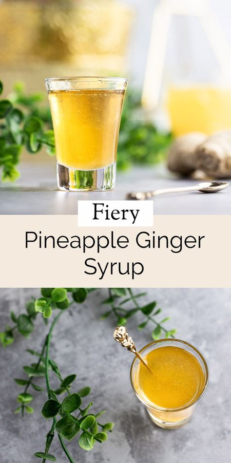 This fiery Starbucks pineapple ginger syrup is full of bold flavor. Not only is this the perfect syrup for the classic Starbucks pineapple matcha, but it can be used in many other drinks as well. It’s easy to make in 20 minutes, using only three ingredients. Pineapple Simple Syrup, Pineapple Matcha, Healthy Syrup, Homemade Syrups, Cream Sauces, Homemade Starbucks, Strawberry Simple Syrup, Coffee Syrups, Simple Syrups