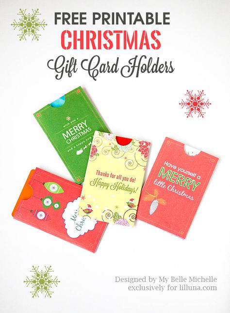 Free Holiday Gift Card Holder Printables - download, print and use for giving gifts cards this holiday season. Free Gift Card Holder, Gift Card Holder Template, Holiday Gift Card Holders, Gift Card Holder Diy, Christmas Gift Certificate, Free Gift Cards Online, Printable Gift Certificate, Gift Card Template, Free Christmas Gifts