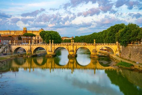 Bridge of Angels, Tiber River, Rome royalty free stock images Alexandre Iii Bridge, Rome Tiber River, Roman Bridge, River With Bridge, Tiber River, Stone Bridge Over River, Famous Bridges, Rome Travel, Ancient Rome