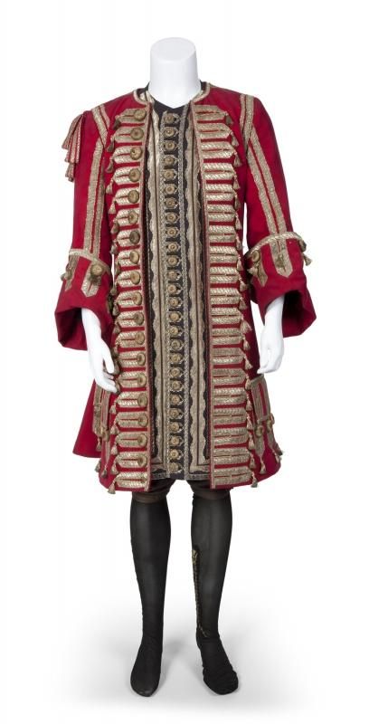 CAPTAIN HOOK STUNT MAN COSTUME FROM HOOK - Price Estimate: $800 - $1200 Hook 1991, Hook Movie, Pirate Clothes, Hook Costume, Stunt Man, Captain Hook Costume, Pirate Coat, Bob Hoskins, Gold Earing