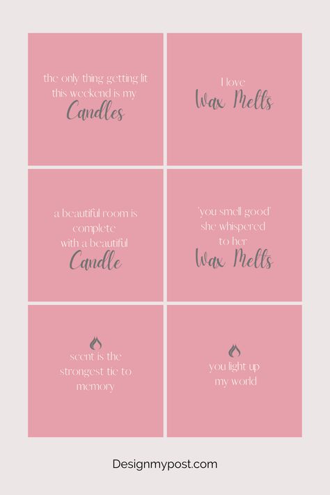 Pink Social Media, Candle Quotes, Candles Photography, Business Content, Quote Board, Candle Wax Melts, Beautiful Candles, Candle Shop, Fb Page