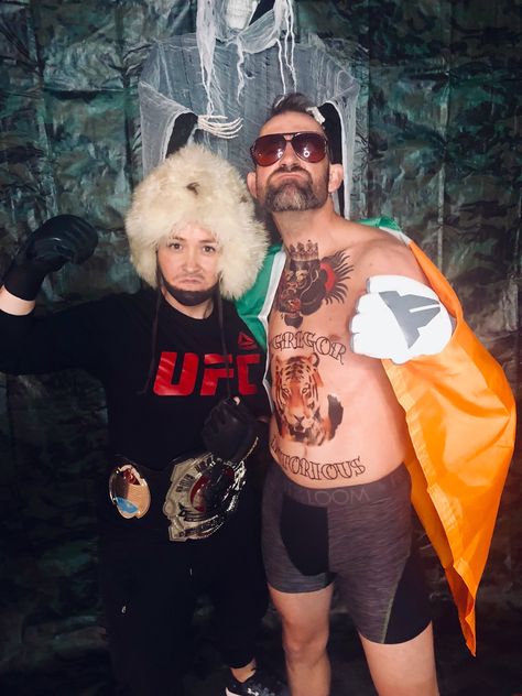 Khabib and Conor McGregor UFC Halloween Costume Conor Mcgregor Halloween Costume, Conor Mcgregor Costume, Conor Mcgregor Ufc, Halloween Costume Family, Event Outfit Ideas, Costume Family, Couples Halloween Costumes, Instagram Username Ideas, Couples Halloween