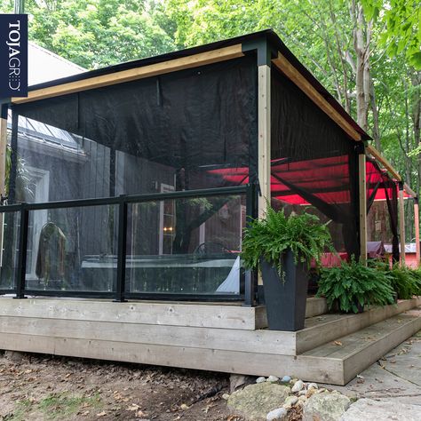 Keep the critters out of your outdoor living area with the Mosquito Net by Toja Grid. #outdoorliving #outdoorspace #backyardbuild #build #doityourself #pergoladesign #outdoorinspo #diyhomedecor #weekendvibes #exteriordesign #backyard #modularpergolasystem #outdoorentertainment #pergola #modernpergola #builder #patio #patiodesign #outdoordesign #backyardoasis Backyard Buildings, Modern Pergola, Mosquito Net, Pergola Kits, Weekend Vibes, Pergola Designs, Arbor, Outdoor Living Areas, Backyard Oasis