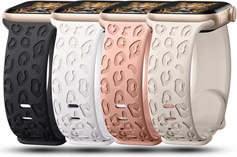 Engraved Bands Compatible with Apple Watch Band 45mm 44mm 42mm 41mm 40mm 38mm, Leopard Flower Boho Pattern Soft Silicone Strap Compatible with iWatch Series 8 7 6 5 4 3 2 1 SE, Women Engraved Watch, Leopard Flower, 38mm Apple Watch Band, Multi Pattern, Boho Patterns, Iphone Accessories, Silicon Bands, Leopard Pattern, Apple Watch Band