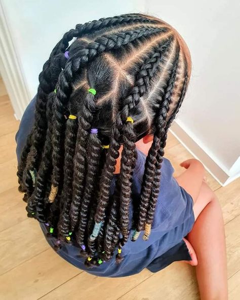 Twist With Color, Front Cornrows, Black Kids Braids Hairstyles, Cute Toddler Hairstyles, Girl Hair Dos, Lil Girl Hairstyles, Kids Curly Hairstyles, Kid Braid Styles, Two Strand Twists