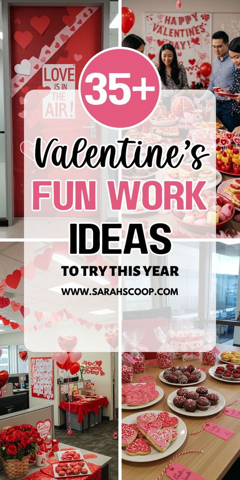 Celebrate love and teamwork with these 35+ fun work Valentine's Day ideas! From festive office decorations to team-building activities, find the perfect way to spread joy at work. 💖✨ #ValentinesDay #WorkCelebrations #OfficeIdeas #Teamwork #ValentinesFun Work Valentines, Valentines Day Office, Christmas Office Decor, Office Activities, Team Building Ideas, Office Fun, Throwing A Party, Day Party Ideas, Office Decorations