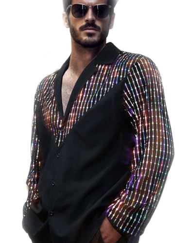 Halloween Club Party, Disco Christmas, Blue Pants Men, Rave Shirts, Sequined Fabric, Gala Outfit, Funny Drinking Shirts, Black Cowboy Boots, Disco Shirt