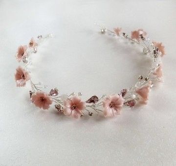 Cherry Blossom Headpiece, Headband For Bride, Flower Girl Hair Piece, Wedding Headbands, Long Hair Vine, Crystal Crown Tiaras, Bridal Hair Accessories Flower, Pearl Bridal Headband, Bead Hair Accessories